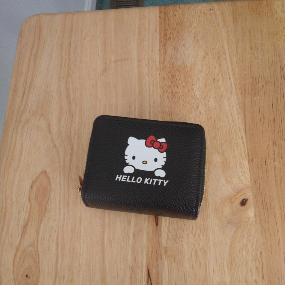 Hello Kitty Black Wallet with Gold Zipper